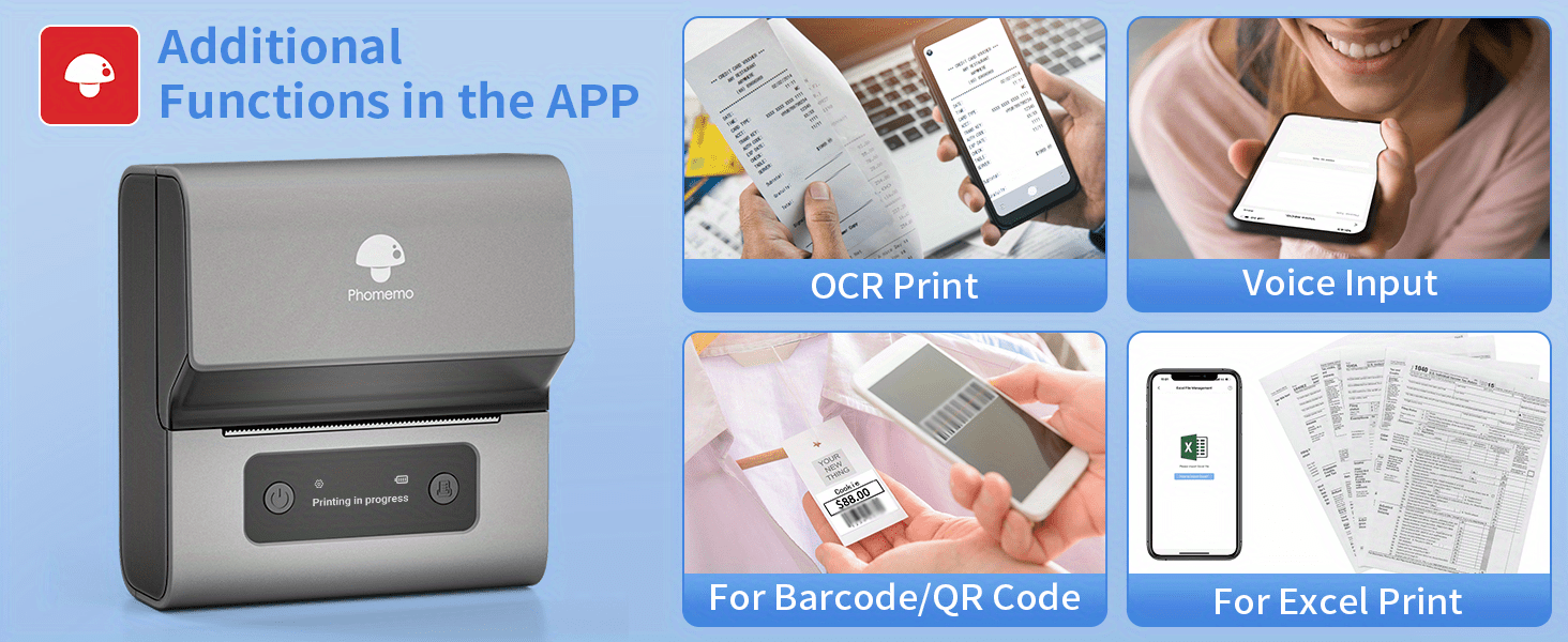 1pc m221 label makers printing range is 20 80mm wireless thermal upgraded label printer for small business home use inkless printing for barcode address logo compatible with phone pc black details 11