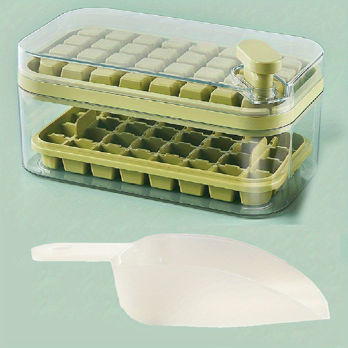 Ice Cube Trays Set, Silicone Ice Cube Tray With Lid & Bin, Perfect For  Freezer, Whiskey & Cocktails, Easy Release & Space Saving, 2 Trays & Scoop,  Food Grade Pp Cube - Temu