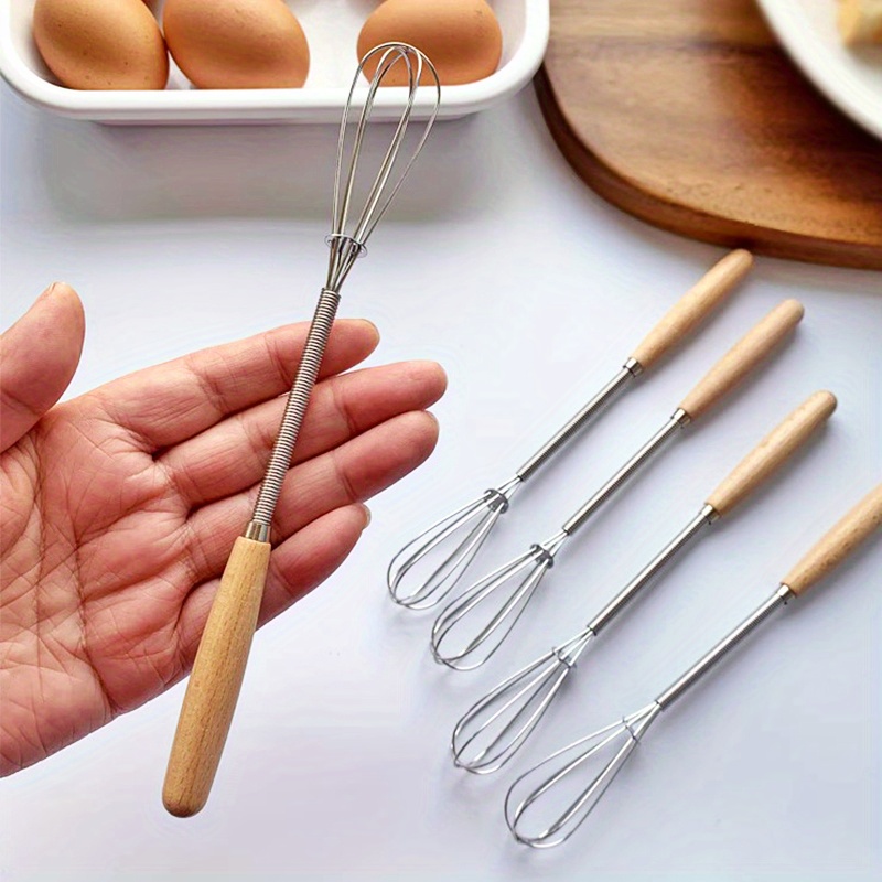 Whisk With Solid Wood Handle Kitchen Mini Stainless Steel - Temu