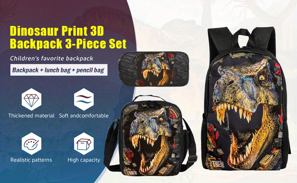 3 Unids/set Mochila Transparente Dinosaurio Niños Niñas - Temu Chile