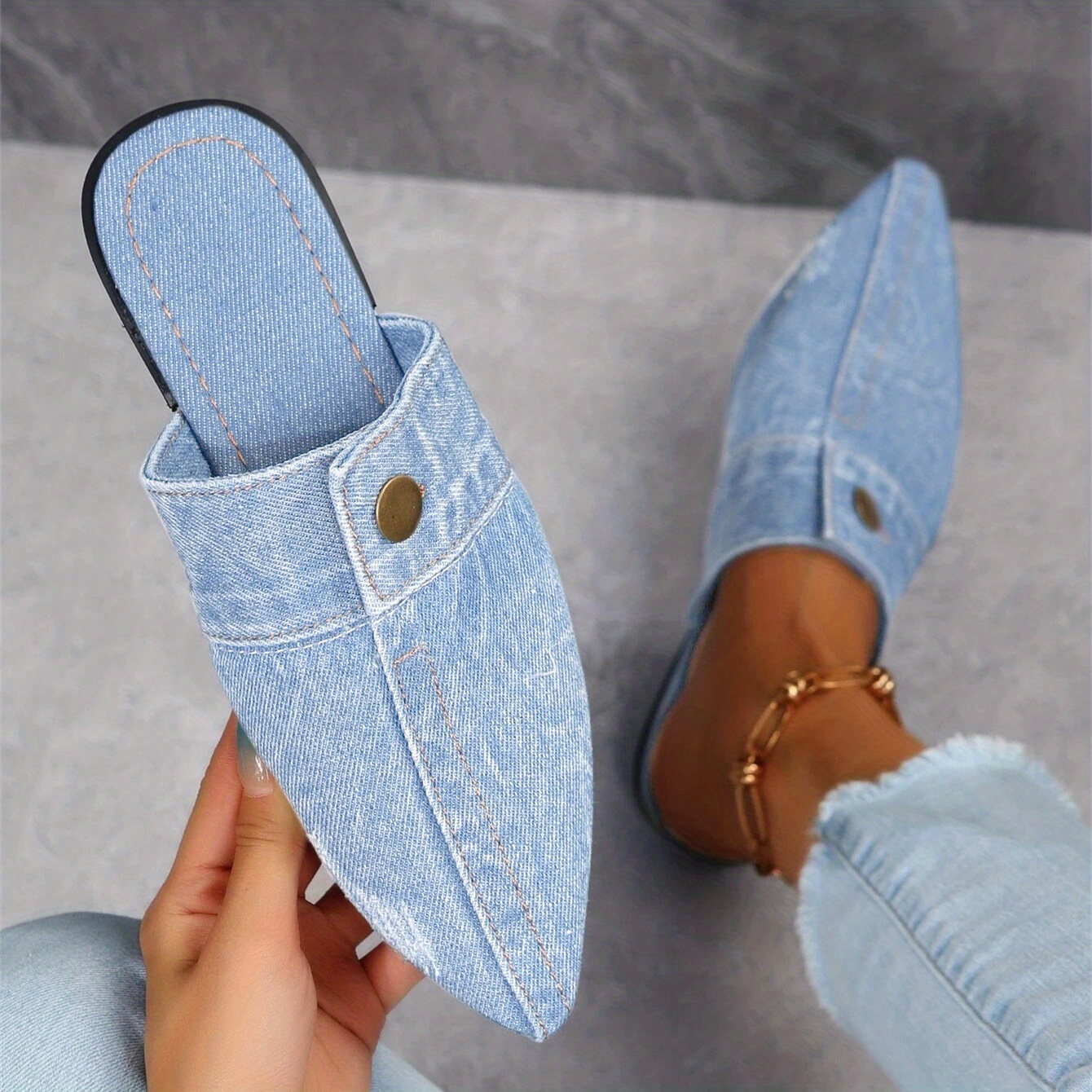 Blue mules on sale