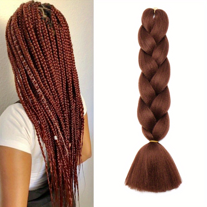 24 Braids Extensions Jumbo Braids Synthetic Hair 3 Bundles Synthetic  Crochet Hair Braiding Hair Afro Box Braiding (light Brown)