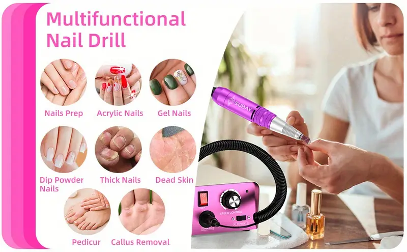 30000rpm professional nail drill machine for acrylic nail gel nails powerful electric nail file with foot pedal manicure pedicure polishing shape tools for home salon use purple details 1