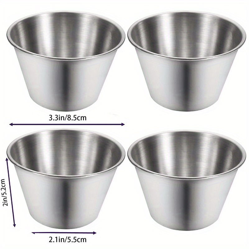 Small Sauce Cups, Stainless Steel Ramekin Dipping Sauce Cup, Commercial  Grade Individual Round Condiment cups (12, 1.5 oz.)