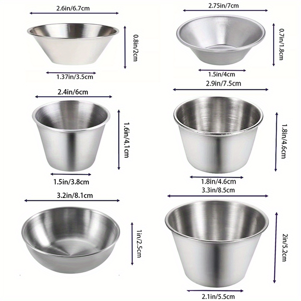 Small Sauce Cups, Stainless Steel Butter Dishes, Appetizer Plate,  Commercial Grade Individual Round Condiment Cups,,,,, 6 Sizes, Dipping  Saucer, Kitchen Supplies Set - Temu