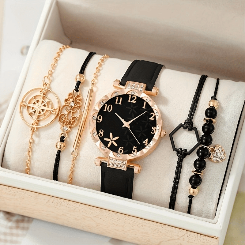 1pc Femmes Ronde Pointeur Montre Quartz 5 Pi ces Bracelet Temu