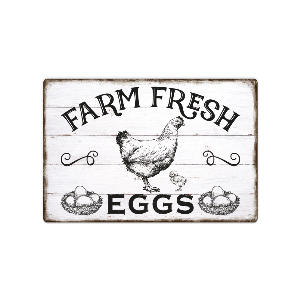 1pc Putuo Decor Chicken Metal Tin Sign, " Eggs" Wall Art, Animal Theme Multipurpose Plaque For Coop Decor, 7.8 X 11.8 Inches, Chicken Coop Accessories