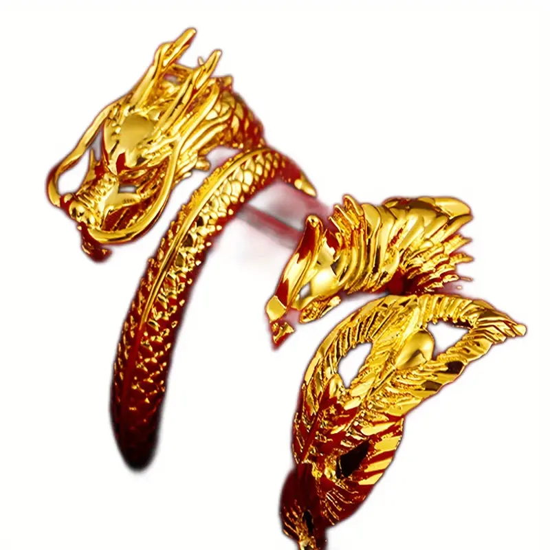 Golden Dragon/ Phoenix Ring Adjustable Open Jewelry Men - Temu