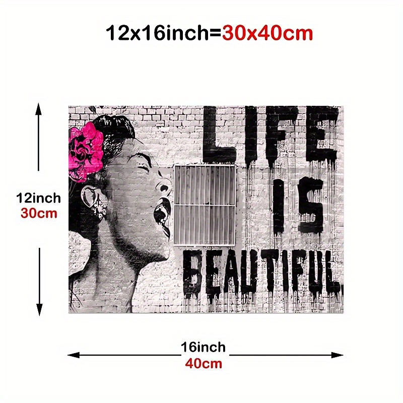 1pc Quadro Wieco Art Banksy Life Is Beautiful Modern Gallery - Temu  Switzerland