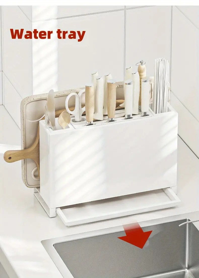 1pc kitchen knife block holder without knives detachable knife storage rack with extra slots for scissors and sharpening rod unique slot to protect blades kitchen utensils organizer kitchen utensils kitchen supplies back to school supplies details 6