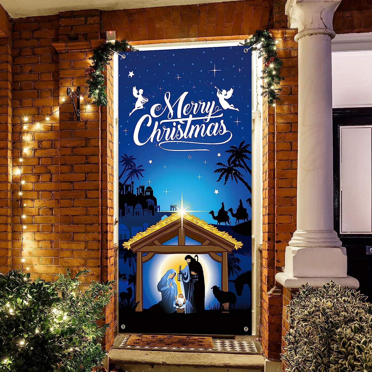 Nativity Christmas Door Cover Decorations Holy Night - Temu