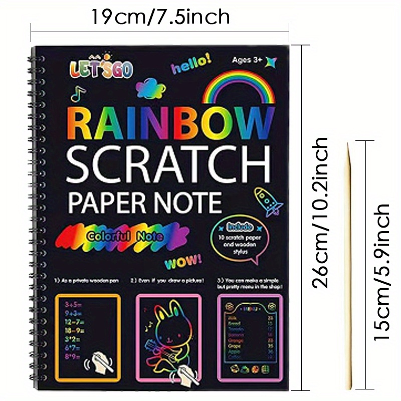 Scratch Paper Rainbow Painting Sketch Pads Diy Art Craft - Temu