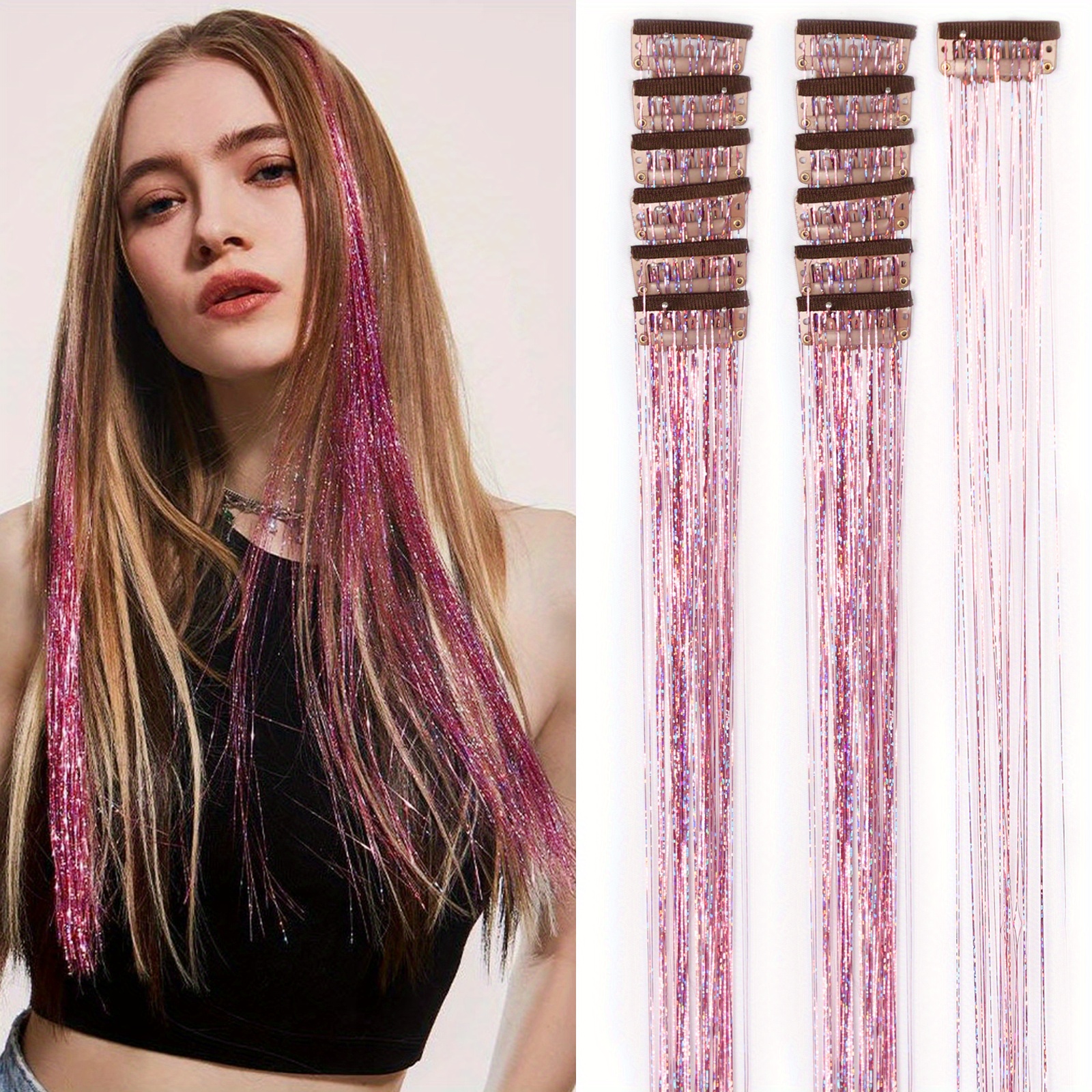 Clip In Hair Tinsel Heat Resistant Fairy Galaxy Hair Temu