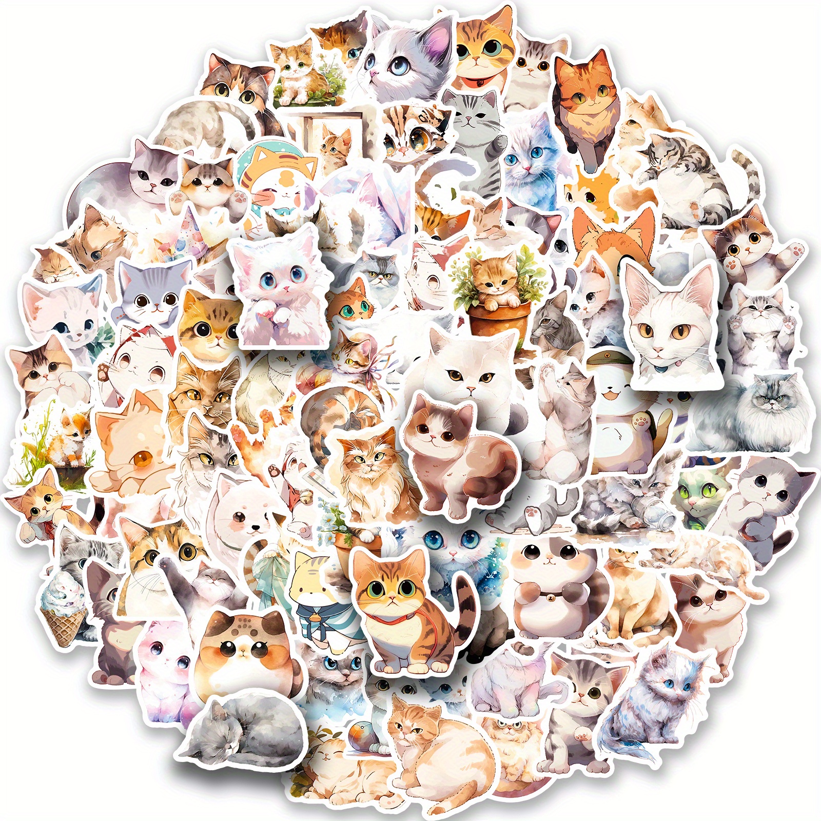  100 Pcs Cat Stickers,Cute Aesthetic Cat Waterproof Stickers,Vinyl  Stickers for Water Bottle,Laptop,Phone,Skateboard Stickers for Teens Girls  Kids and Women : Electronics