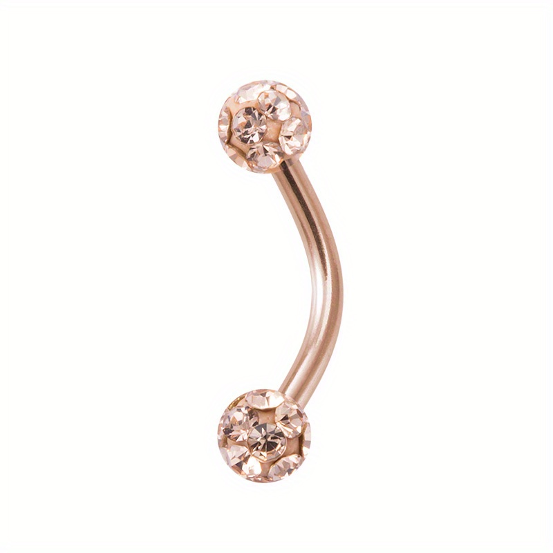 Rhinestone Curved Barbell Eyebrow Ring, Surgical Steel