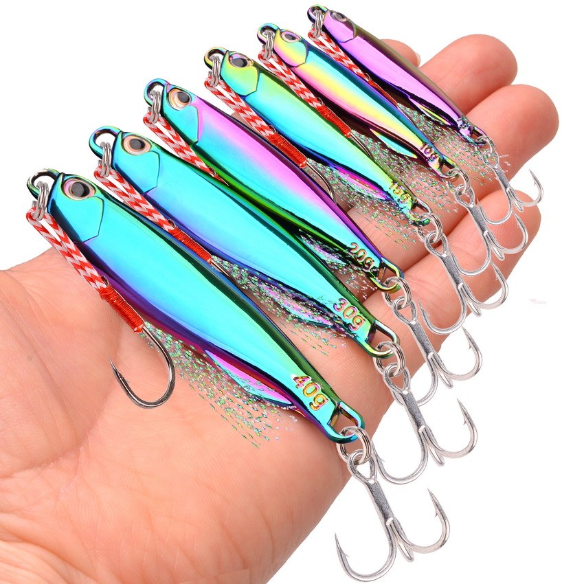 Metal Cast Jig Spoon Lure Set Lures Hooks Perfect Casting - Temu