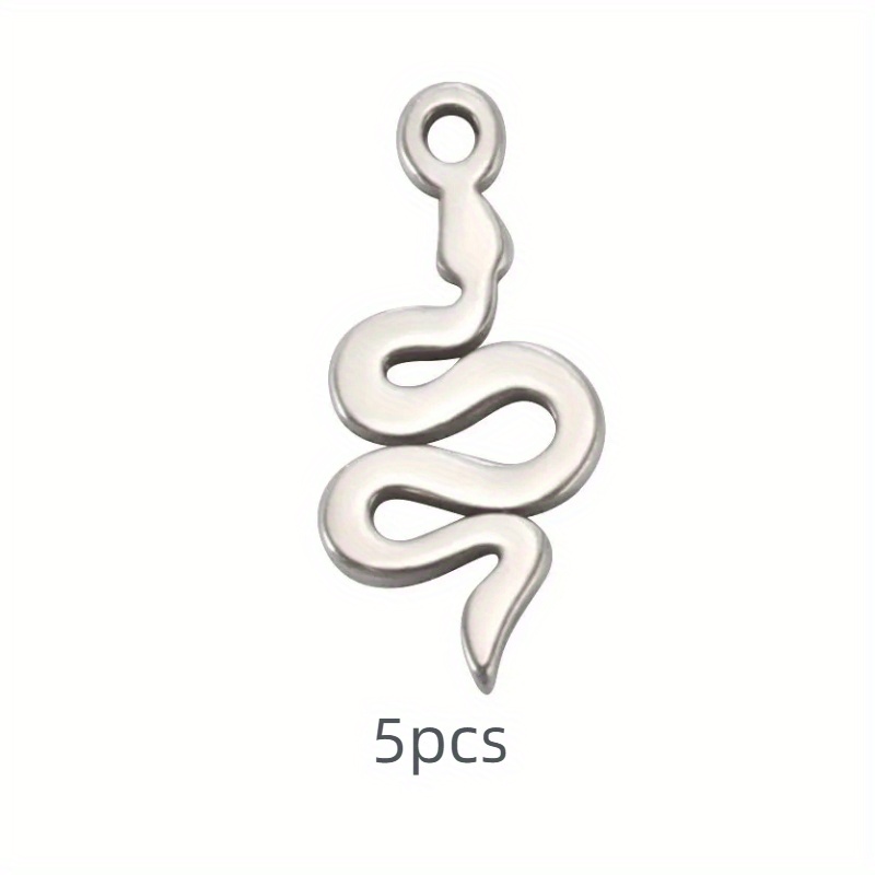 5pcs Snake Tiny Charms For Bracelets Stainless Steel Charm Pendant Necklace  Jewelry Making Accessories Trendy For Men