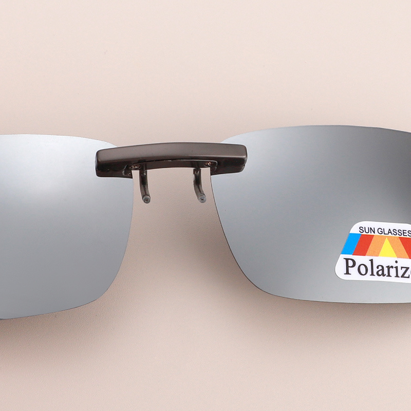 Polarized Clip Sunglasses Photochromic Rectangle Rimless Temu