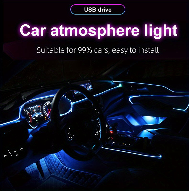 3 Meters Car Cold Light Line Led Car Atmosphere Lamp - Temu