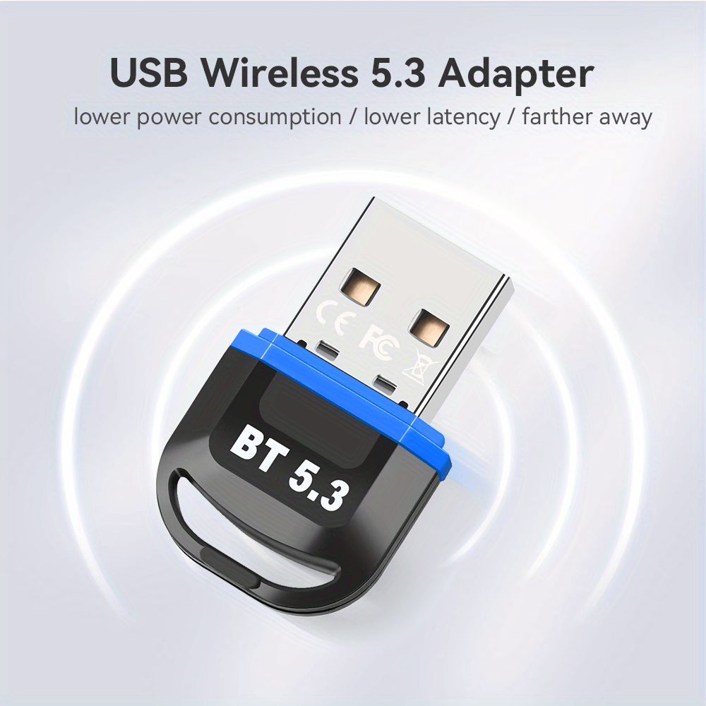 USB Bluetooth Adapter 5.3 for Desktop PC, Plug & Play Mini Bluetooth EDR  Dongle Receiver & Transmitter only for Laptop Computer Headphones Keyboard