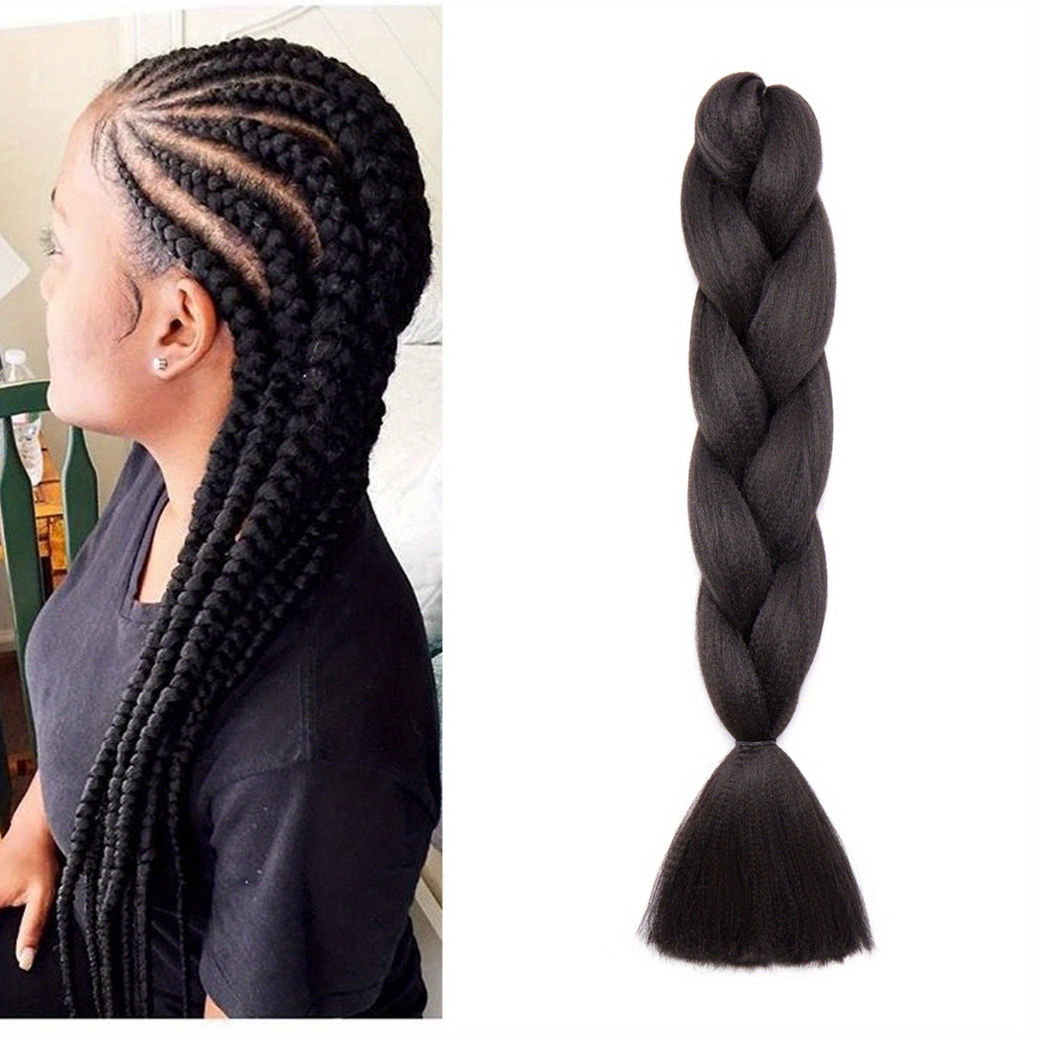 24 Braids Extensions Jumbo Braids Synthetic Hair 3 Bundles Synthetic  Crochet Hair Braiding Hair Afro Box Braiding (light Brown)