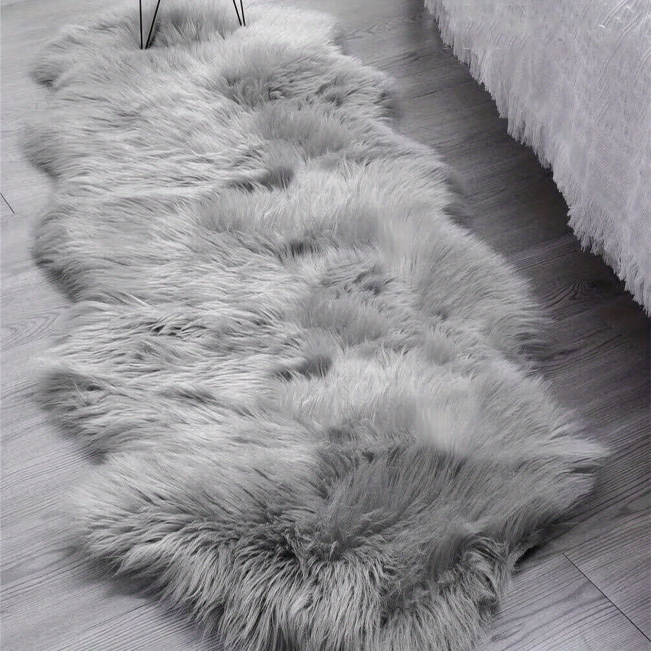TEMU Grey Soft Fur Rug, Plush Shaggy Rug, Fluffy Rug For Living Room,