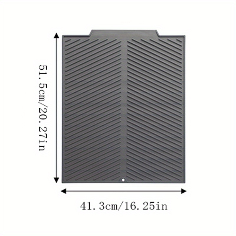 IYYI Silicone Dish Drying Mat Large Draining Mat Foldable Drainer Mat Heat  Resistant Dryer Mat Dishwasher Safe Drainboard (L+Black)
