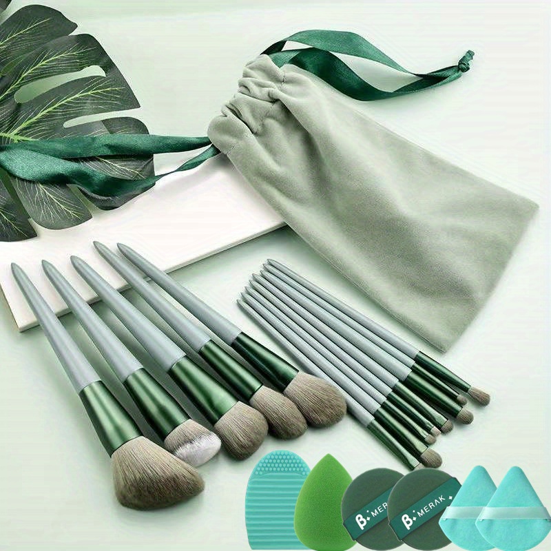 Complete Function Makeup Brush Kit With Triangle Powder Puff - Temu