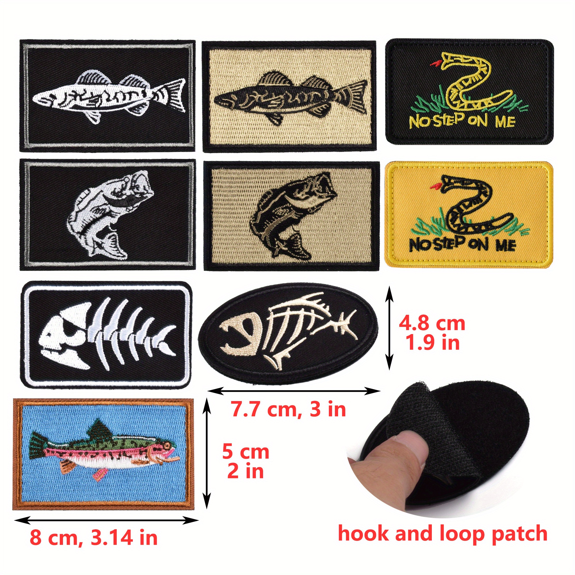 Jcarp Tactical Fish Snake Embroidered Patches Cool No Step - Temu