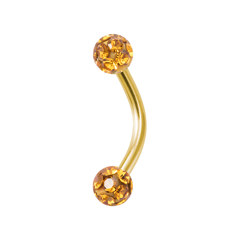 Rhinestone Curved Barbell Eyebrow Ring, Surgical Steel