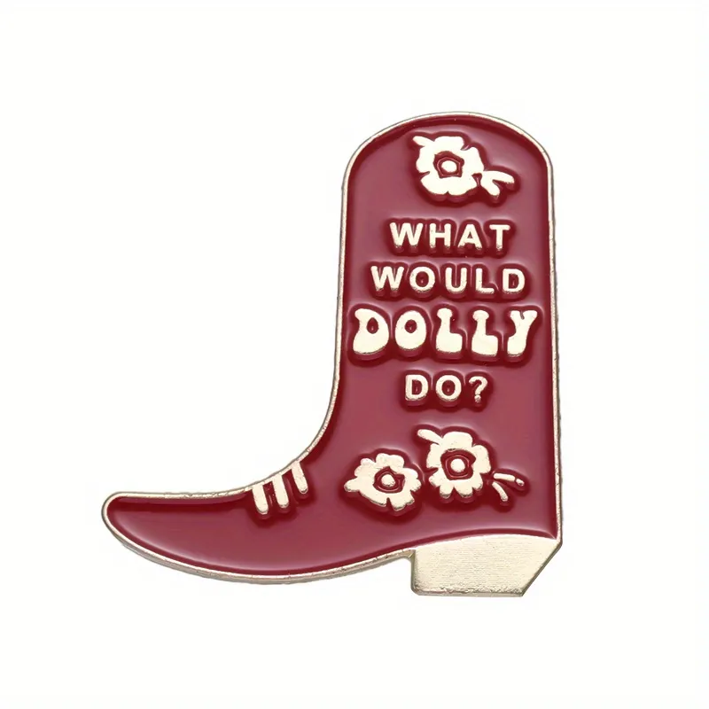 1pc Vintage Red Boot Enamel Pin - Dolly-Inspired Lapel Badge for Friends and Fans
