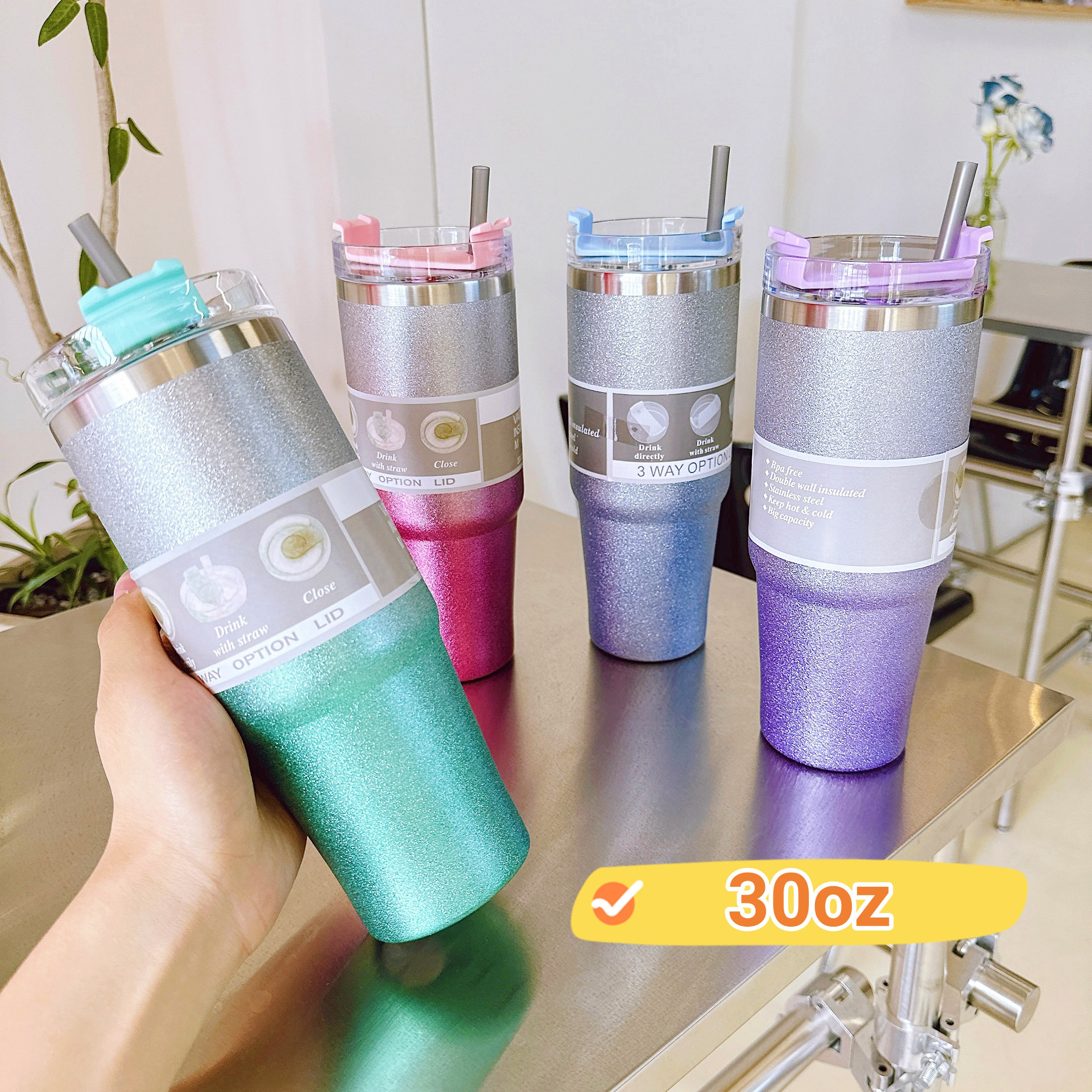 Gradient Color Insulated Cup Diamond Paint Shiny Fashion - Temu