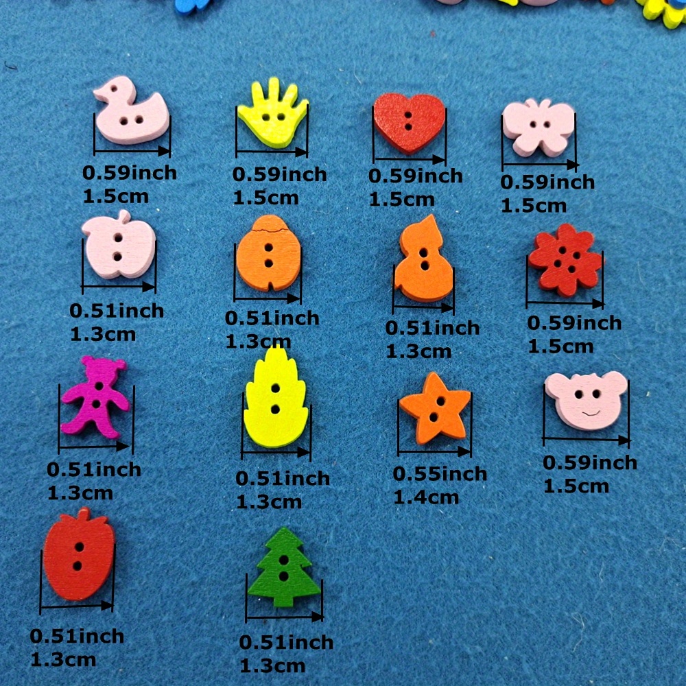 Mixed Styles Cute Colored Wooden Buttons For Children's - Temu