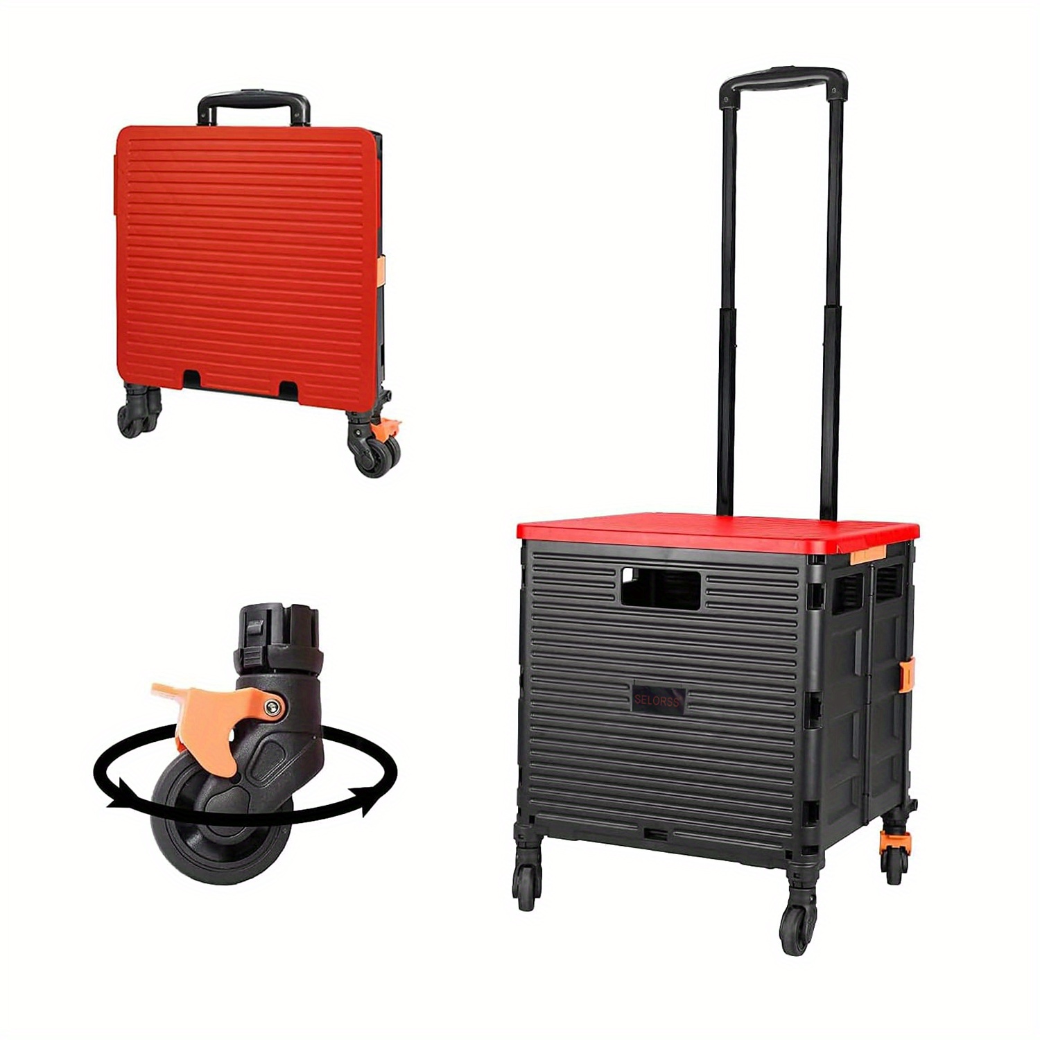 Carrito de compras plegable, caja rodante compacta, carrito de mano con  ruedas con bolsa impermeable extraíble, mango telescópico, resistente,  110.2