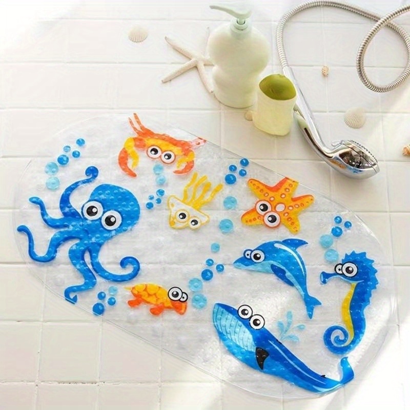 Image of 1pc Pvc With Cute & Paw Non-slip Shower - Quick-dry Bathtub Floor Mat For,, Pets, (bathtub & Shower)