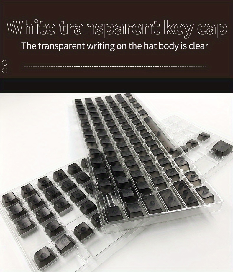 104 Key Transparent Keycaps Abs Material Oem Height White Temu