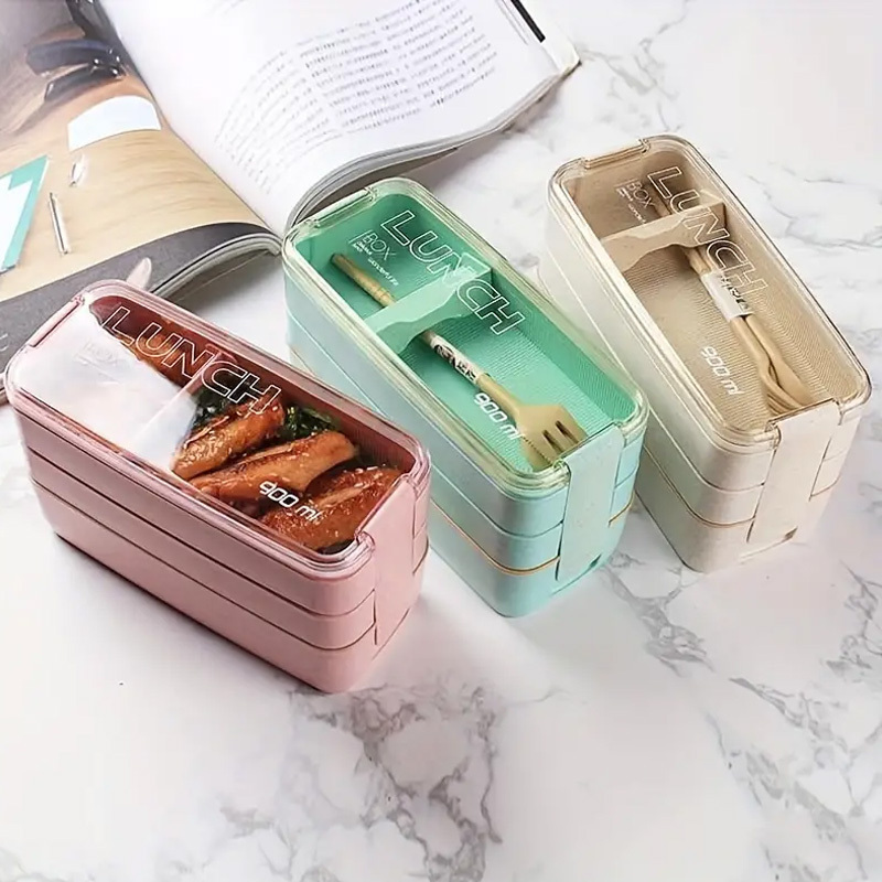 Portable Bento Box, 3-layers Lunch Box, 3-in-1 Compartment Japanese Lunch  Containers with Divider, Food Storage Tableware Outdoor Home Kitchen  Accessories For Adults & Kids, Green