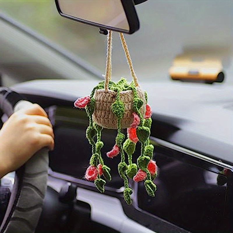 Center Console Accessories Cute Woven Plants Crochet Rear - Temu United ...