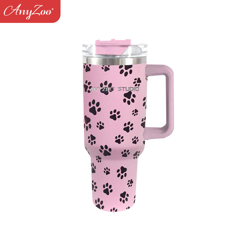 Anyzoo Tumbler With Handle Straw And Lid Leopard Print Heavy - Temu