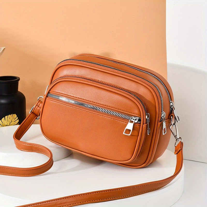 Small Pu Leather Crossbody Bag, Multi Pocket Purse For Women