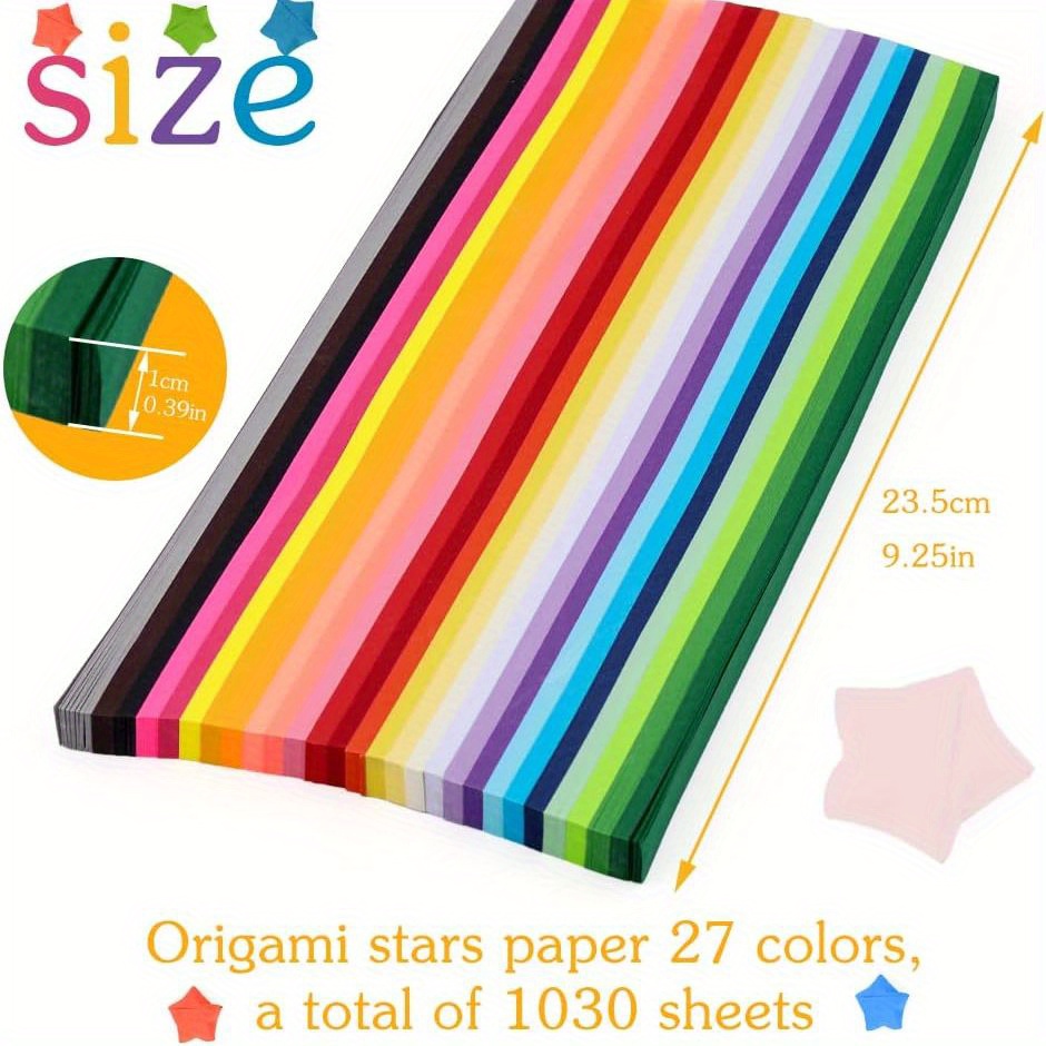 540 Sheets Star Origami Paper 7 Assortment Color Star Paper Strip Double  Sided Origami Stars Paper Solid Color Lucky Star Decoration Paper Strips  for
