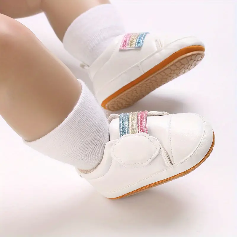girls baby rainbow hook and loop fastener sneakers lightweight comfy non slip toddler shoes crib shoes details 5