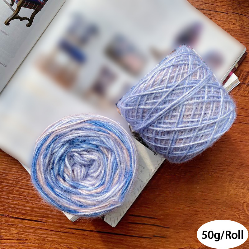YarnFamily Fur Yarn,Gradient Color Cotton Gradient Yarn, Jumbo Knitting  Yarn，Ideal Rainbow Yarn for Crocheting and Knitting,1.76oz，32yd，Iceberg