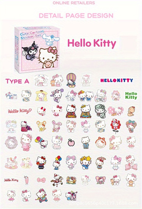 Cute Anime Stickers Pack Hellokitty Kuromi Cinnamoroll - Temu