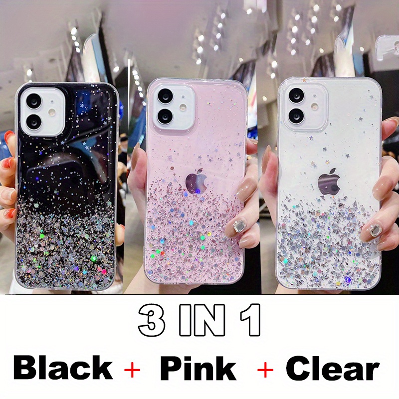 STAR GLITTER Case For iPhone 15 14 13 12 11 Pro Max 7 XR Clear Bling Phone  Cover