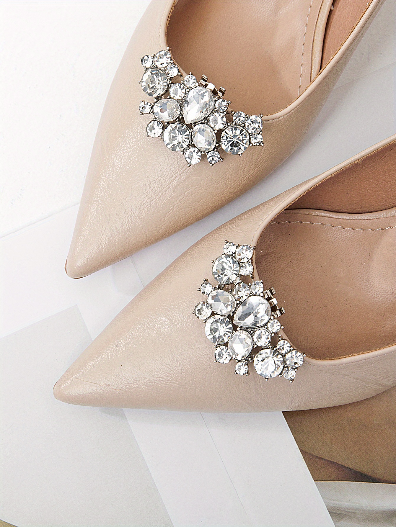 2 Pcs Wedding Pumps Shoe Clips Rhinestone Bow Shoe Accessories Detachable  Shoe Buckle Shoe Embellishment for Women DIY