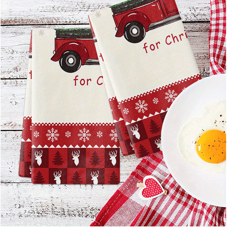 Christmas Kitchen Dish Towels, Christmas Tree Cart Decoration Dish Wipes,  Bathroom Hand Towels, Christmas Kitchen Living Room Decorative Towels,  Festival Decor - Temu