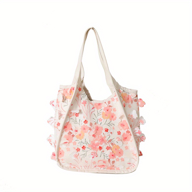 Lase Flower Decor Shoulder Bag Stylish Casual Storage Bag