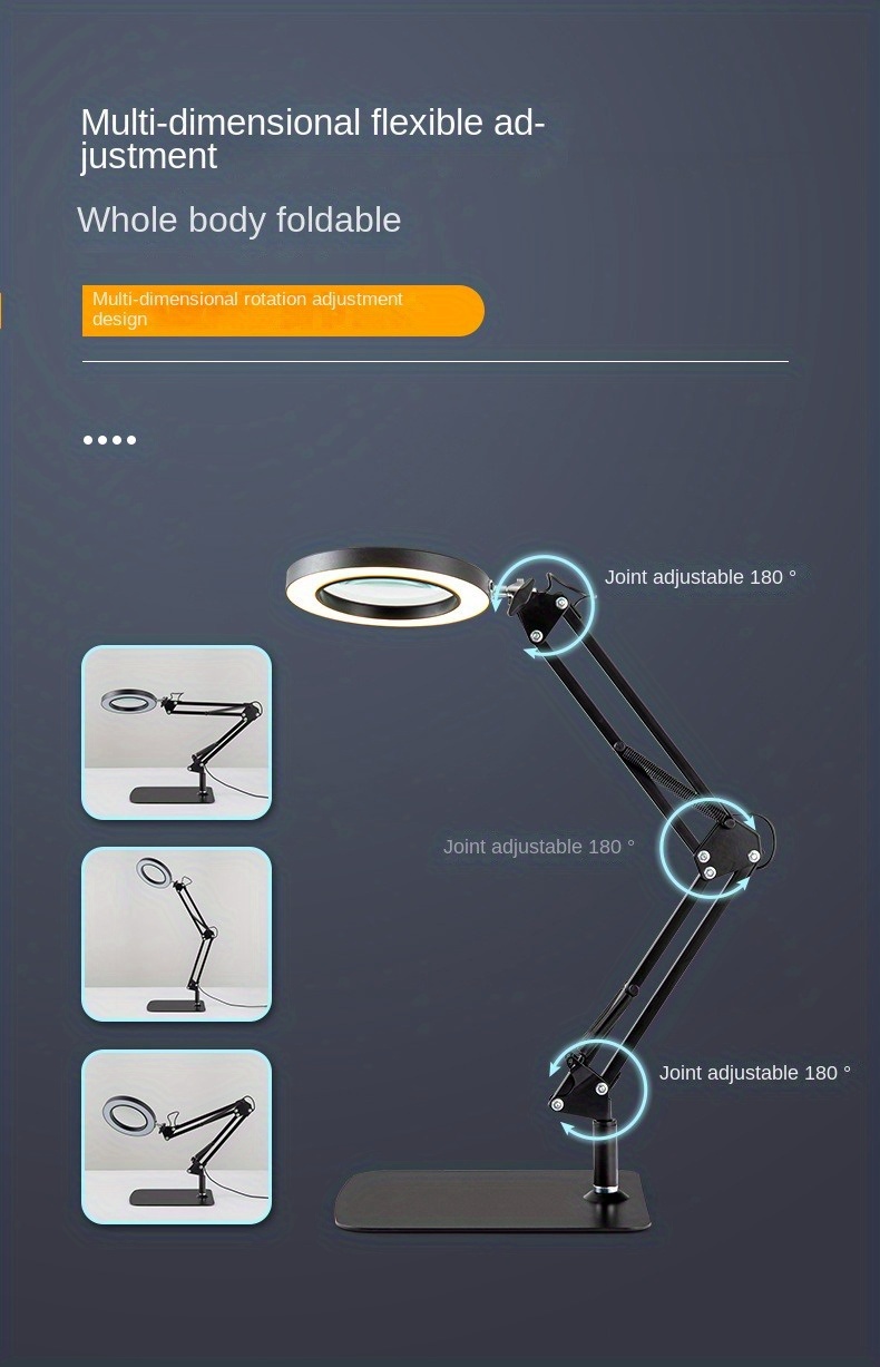 1pc Lampe Loupe De Bureau Pour Nail Art, Broderie, Lecture, Réparation De  Montres, Inspection De Soudure Électronique - Temu France