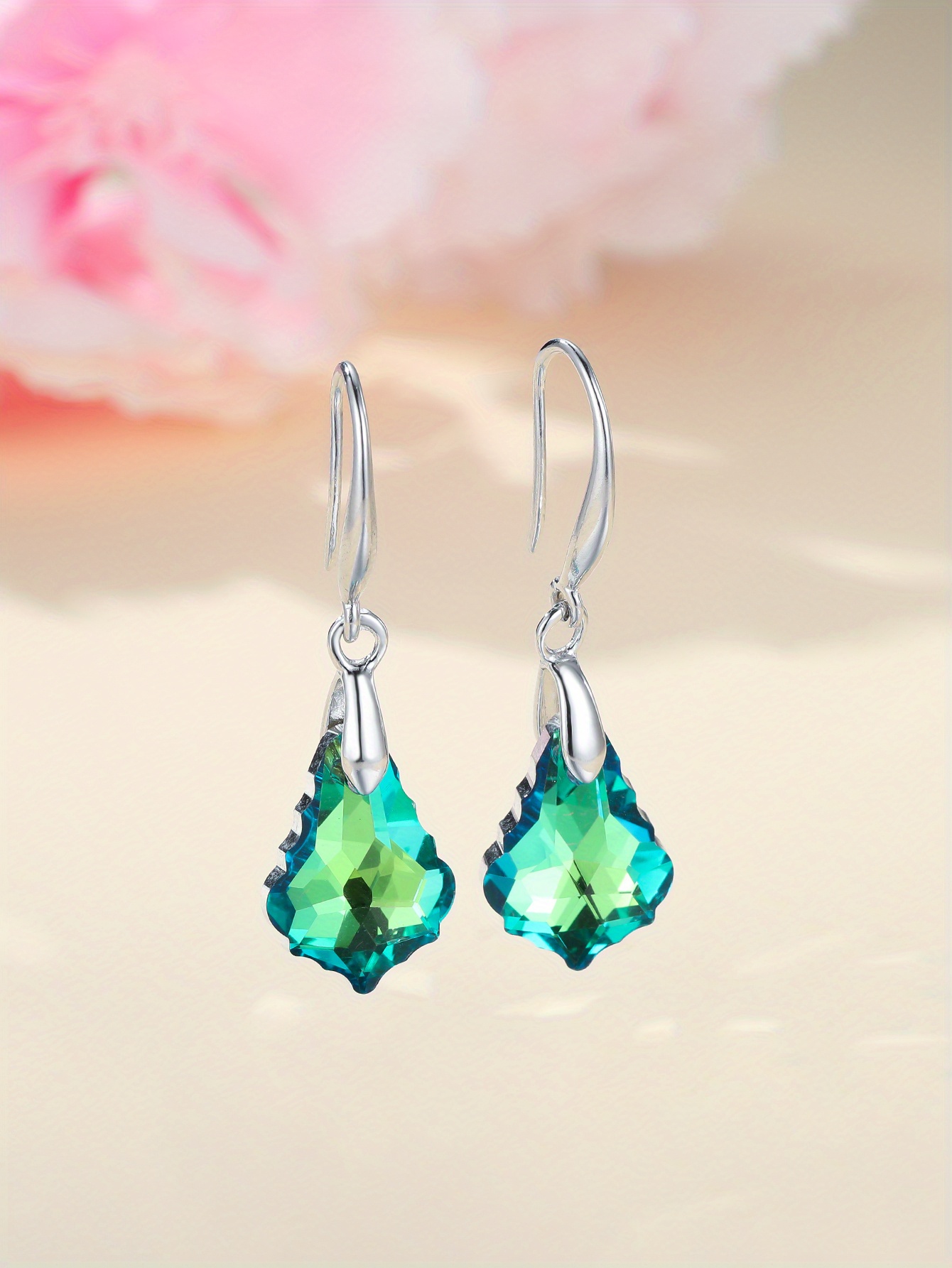 Trendy Colorful Glass Heart Earrings for Women Girls Copper Alloy